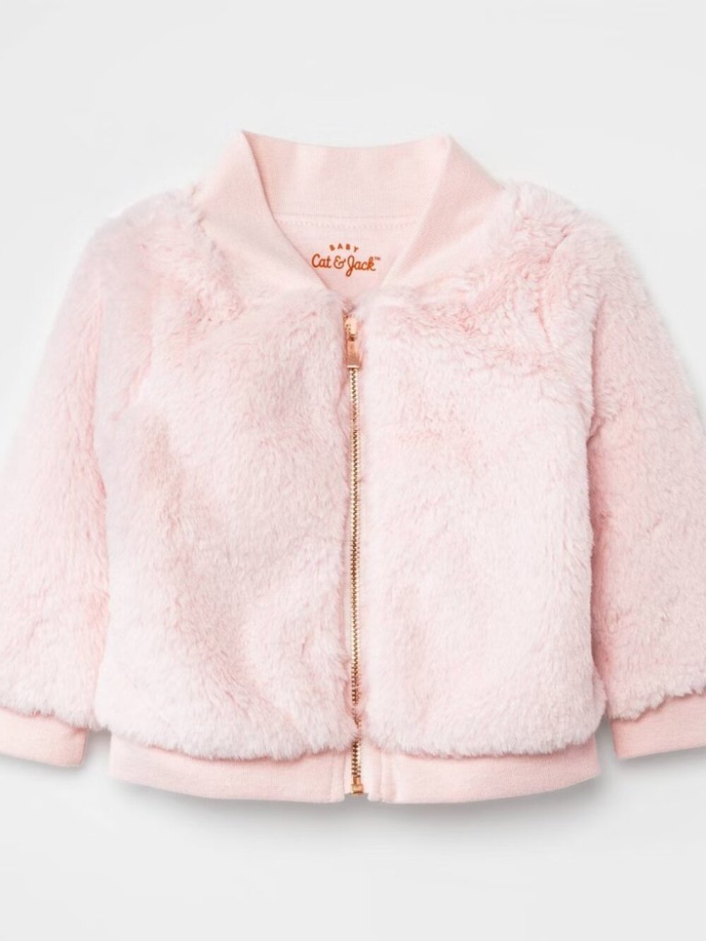 NEW Baby Girls' Fur Bomber Jacket - Cat & Jack Pink 0-3M